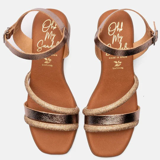 Sandalias OH MY SANDALAS piel olivia doradas