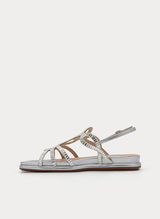Sandalias planas AZAREY con tiras de pedrería